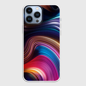 Чехол для iPhone 13 Pro Max с принтом Цветные неоновые волны в Кировске,  |  | colorful waves | digital art | neon stripes | rainbow | абстракция | волны красок | неоновые волны | неоновый узор | цветные волны | цветные полосы