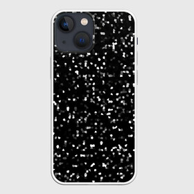 Чехол для iPhone 13 mini с принтом ЧБ мозаика в Кировске,  |  | белый | мозаика | пиксели | точки | черный