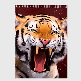 Скетчбук с принтом Тигр красавчик сердится в Кировске, 100% бумага
 | 48 листов, плотность листов — 100 г/м2, плотность картонной обложки — 250 г/м2. Листы скреплены сверху удобной пружинной спиралью | 2022 | aggressive | angry | fangs | new year | open mouth | predator | tiger | year of the tiger | агрессивный | год тигра | клыки | новый год | открытая пасть | сердитый | тигр | хищник