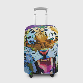 Чехол для чемодана 3D с принтом Рычащий Шархан в Кировске, 86% полиэфир, 14% спандекс | двустороннее нанесение принта, прорези для ручек и колес | 2022 | evil face | growling | new year | pop art | predator | tiger | year of the tiger | год тигра | новый год | поп арт | рычащий | тигр | хищник