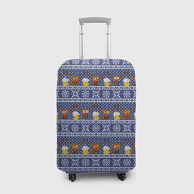 Чехол для чемодана 3D с принтом Олени отдыхают в Кировске, 86% полиэфир, 14% спандекс | двустороннее нанесение принта, прорези для ручек и колес | вязанный | новогодний | олень | паттерн | рождественский | с оленями | свитер | узор