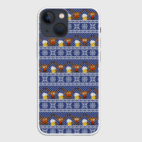 Чехол для iPhone 13 mini с принтом Олени отдыхают в Кировске,  |  | вязанный | новогодний | олень | паттерн | рождественский | с оленями | свитер | узор