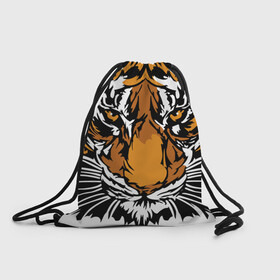 Рюкзак-мешок 3D с принтом Взгляд хозяина джунглей в Кировске, 100% полиэстер | плотность ткани — 200 г/м2, размер — 35 х 45 см; лямки — толстые шнурки, застежка на шнуровке, без карманов и подкладки | 2022 | african | direct look | master of the jungle | muzzle | new year | predator | tiger | year of the tiger | африканский | год тигра | новый год | прямой взгляд | тигр | хищник | хозяин джунглей