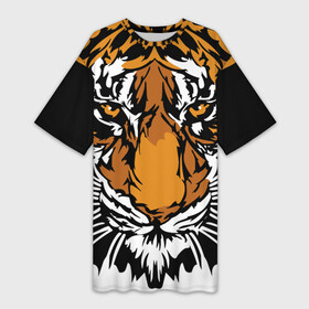 Платье-футболка 3D с принтом Взгляд хозяина джунглей в Кировске,  |  | 2022 | african | direct look | master of the jungle | muzzle | new year | predator | tiger | year of the tiger | африканский | год тигра | новый год | прямой взгляд | тигр | хищник | хозяин джунглей