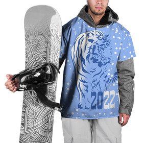 Накидка на куртку 3D с принтом Голубой водяной тигр в Кировске, 100% полиэстер |  | 2022 | beast | blue water tiger | is coming | new year | predator | strength and tranquility | year of the tiger | год тигра | зверь | зима | идет | новый год | сила и спокойствие | снег | хищник