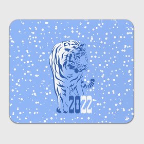Прямоугольный коврик для мышки с принтом Голубой водяной тигр в Кировске, натуральный каучук | размер 230 х 185 мм; запечатка лицевой стороны | 2022 | beast | blue water tiger | is coming | new year | predator | strength and tranquility | year of the tiger | год тигра | зверь | зима | идет | новый год | сила и спокойствие | снег | хищник