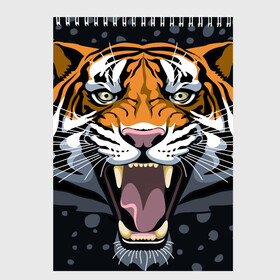 Скетчбук с принтом Амурский тигр в ночи в Кировске, 100% бумага
 | 48 листов, плотность листов — 100 г/м2, плотность картонной обложки — 250 г/м2. Листы скреплены сверху удобной пружинной спиралью | 2022 | aggression | amur tiger | beast | grin | new year | night | open mouth | predator | snowfall | winter | year of the tiger | агрессия | амурский тигр | год тигра | зверь | зима | новый год | ночь | оскал | открытая пасть | снегопад | хищник