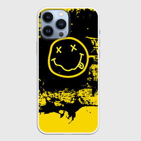 Чехол для iPhone 13 Pro Max с принтом Нирвана Гранж | Nirvana Smile в Кировске,  |  | album | curt | grunge | kobain | logo | music | nevermind | nirvana | rock | smells like | smile | teen spirit | альбом | брызги | гитара | гранж | курт кобейн | логотип | музыка | невермайнд | нирвана | потертости | рок | смайл | стикер