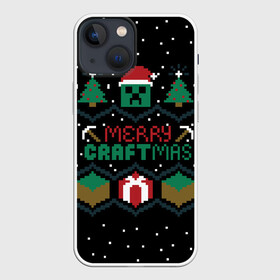 Чехол для iPhone 13 mini с принтом MINECRAFT (CHRISTMAS) в Кировске,  |  | creeper | minecraft | steve | крипер | криппер | кубик | лего | майнкрафт | минекрафт | стив