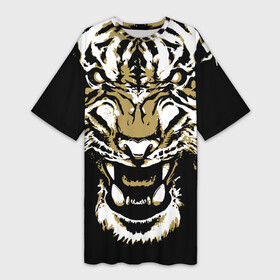 Платье-футболка 3D с принтом Рычание джунглей в Кировске,  |  | 2022 | african | direct look | master of the jungle | muzzle | new year | predator | tiger | year of the tiger | африканский | год тигра | новый год | прямой взгляд | тигр | хищник | хозяин джунглей