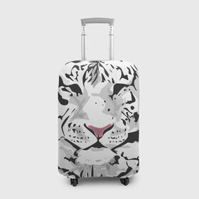 Чехол для чемодана 3D с принтом Белый снежный тигр в Кировске, 86% полиэфир, 14% спандекс | двустороннее нанесение принта, прорези для ручек и колес | 2022 | art | beast | new year | predator | splashes and drops | white tiger | year of the tiger | белый тигр | брызги и капли | год тигра | зверь | искусство | новый год | хищник