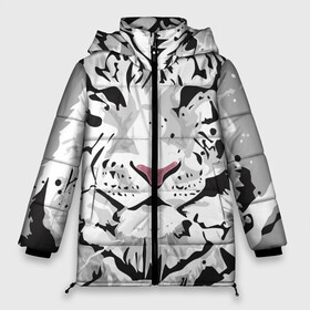 Женская зимняя куртка Oversize с принтом Белый снежный тигр в Кировске, верх — 100% полиэстер; подкладка — 100% полиэстер; утеплитель — 100% полиэстер | длина ниже бедра, силуэт Оверсайз. Есть воротник-стойка, отстегивающийся капюшон и ветрозащитная планка. 

Боковые карманы с листочкой на кнопках и внутренний карман на молнии | 2022 | art | beast | new year | predator | splashes and drops | white tiger | year of the tiger | белый тигр | брызги и капли | год тигра | зверь | искусство | новый год | хищник