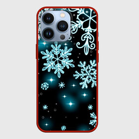 Чехол для iPhone 13 Pro с принтом Космические снежинки в Кировске,  |  | christmas | happy new year | merry christmas | neon | new year | snow | snowflakes | winter | декабрь | звезды | зима | зимний орнамент | зимний узор | зимняя ночь | неоновый | новогодний принт | новогодняя ночь | новый год | ночь | подарок