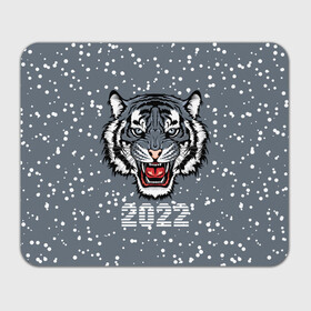 Прямоугольный коврик для мышки с принтом Водяной тигр 2022 в Кировске, натуральный каучук | размер 230 х 185 мм; запечатка лицевой стороны | 2022 | beast | fangs | merry christmas | new year | predator | snow | stars | stern grin | water tiger | winter | year of the tiger | водяной тигр | год тигра | звезды | зверь | зима | клыки | новый год | снег | суровый оскал | хищник