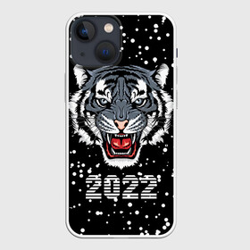 Чехол для iPhone 13 mini с принтом Черный водяной тигр 2022 в Кировске,  |  | 2022 | beast | black water tiger | fangs | merry christmas | new year | predator | snow | stern grin | winter | year of the tiger | год тигра | зверь | зима | клыки | новый год | снег | суровый оскал | хищник | черный водяной тигр