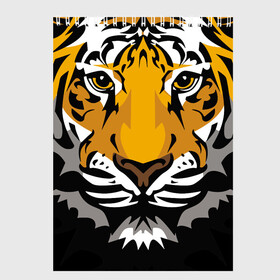 Скетчбук с принтом Суровый взгляд тигра в Кировске, 100% бумага
 | 48 листов, плотность листов — 100 г/м2, плотность картонной обложки — 250 г/м2. Листы скреплены сверху удобной пружинной спиралью | Тематика изображения на принте: 2022 | beast | look | merry christmas | new year | predator | stern | tiger | year of the tiger | взгляд | год тигра | зверь | новый год | суровый | тигр | хищник