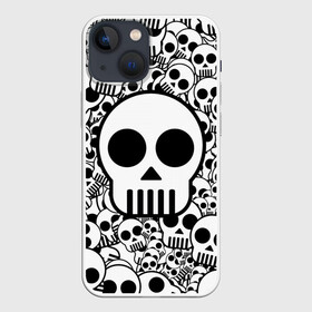 Чехол для iPhone 13 mini с принтом черепа чб в Кировске,  |  | 2d | 3d | black | black and white | halloween | white | белый | хэллоуин | хэлуин | чб | череп | черепа | черно белый | черный