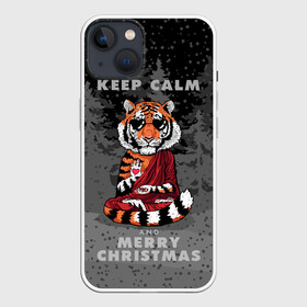 Чехол для iPhone 13 с принтом Keep calm and Merry Christmas в Кировске,  |  | Тематика изображения на принте: 2022 | beast | buddhist | heart | keep calm and merry christmas | meditation | new year | spruce forest | tiger | year of the tiger | буддист | год тигра | ельник | зверь | медитация | новый год | сердце | тигр | черные очки