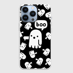 Чехол для iPhone 13 Pro с принтом BOO ПРИВЕДЕНИЕ ХЕЛЛОУИН в Кировске,  |  | Тематика изображения на принте: bats | bones | ghost | halloween | pumpkin | skull | кости | летучие мыши | приведение | призрак | скелет | тыква | хеллоуин | хоррор | хэллоуин