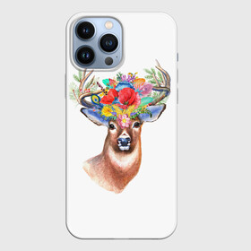 Чехол для iPhone 13 Pro Max с принтом Олень Полевой цветок в Кировске,  |  | аниме | животные | лес | олень | охота | полевой | природа | рог | рога | рыбалка | цветок | цветы