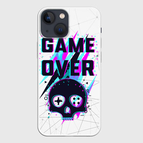 Чехол для iPhone 13 mini с принтом Game OVER   NEON 3D в Кировске,  |  | игра | неон | неоновый принт | неоновый череп | череп