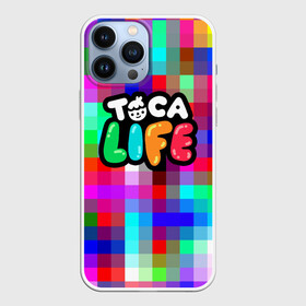 Чехол для iPhone 13 Pro Max с принтом TOCA BOCA LOGO PIXEL | COLOR GEOMETRY в Кировске,  |  | Тематика изображения на принте: digital toys | gamer | games | helicopter taxi | pets | toca boca | toca hair salon | toca kitchen | toca life | toca life city | toca life worl | toca tea party | video games | игры