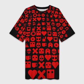 Платье-футболка 3D с принтом Любовь, смерть и роботы пиктограммы в Кировске,  |  | любовь | мульфильм | пиктограмма