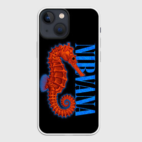 Чехол для iPhone 13 mini с принтом NIRVANA SEAHORSE в Кировске,  |  | cobain | grunge | hardcore | horse | kurt | metal | music | nirvana | punk | retro | rock | sea | гранж | кобэйн | конек | курт | морской | музыка | нирвана | панк | рок