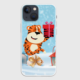 Чехол для iPhone 13 mini с принтом Тигренок с подарком 2022 в Кировске,  |  | Тематика изображения на принте: 2022 | год тигра | новый год | новый год 2022 | символ года | тигр | тигренок | тигрица | тигры