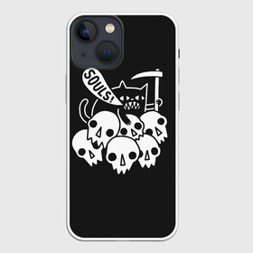 Чехол для iPhone 13 mini с принтом Кот   Жнец в Кировске,  |  | apocalypse | cat | death | halloween | mountain | reaper | rider | skull | soul | апокалипсиса | белое | всадник | гора | душа | жнец | кот | кошка | хэллоуин | череп | черепа | черное