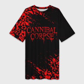 Платье-футболка 3D с принтом CANNIBAL CORPSE КРАСНЫЕ ЧЕРЕПА в Кировске,  |  | cannibal | cannibal corpse | corpse | death metal | deathgrind | алекс уэбстер | брутальный дэт метал | дэт метал | дэтграйнд | каннибал корпс | кеннибал корпс | кэннибал корпс | пол мазуркевич | роб барретт | труп каннибала