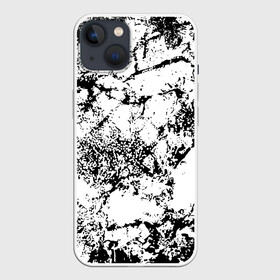 Чехол для iPhone 13 с принтом Эффект линогравюры в Кировске,  |  | abstract | black and white | minimalism | urban | urban camouflage | абстрактный узор | белая краска | белое на черном | белый и черный | белый узор | брызги краски | камуфляж | краска | минимализм | монохромный | орнамент