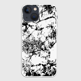Чехол для iPhone 13 mini с принтом Эффект линогравюры в Кировске,  |  | abstract | black and white | minimalism | urban | urban camouflage | абстрактный узор | белая краска | белое на черном | белый и черный | белый узор | брызги краски | камуфляж | краска | минимализм | монохромный | орнамент