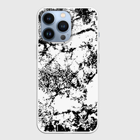 Чехол для iPhone 13 Pro с принтом Эффект линогравюры в Кировске,  |  | abstract | black and white | minimalism | urban | urban camouflage | абстрактный узор | белая краска | белое на черном | белый и черный | белый узор | брызги краски | камуфляж | краска | минимализм | монохромный | орнамент