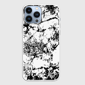 Чехол для iPhone 13 Pro Max с принтом Эффект линогравюры в Кировске,  |  | abstract | black and white | minimalism | urban | urban camouflage | абстрактный узор | белая краска | белое на черном | белый и черный | белый узор | брызги краски | камуфляж | краска | минимализм | монохромный | орнамент