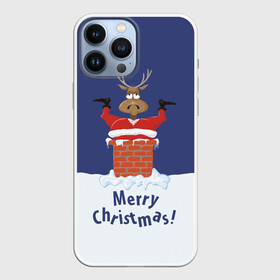 Чехол для iPhone 13 Pro Max с принтом Санта в трубе с Оленем в Кировске,  |  | christmas | merry christmas | santa claus | дед мороз | ёлка | новогодние олени | новый год | оленёнок бэмби | оленёнок рудольф | орнамент | с новым годом | сантаклаус | свитер с оленями | снегурочка | снежинки | узоры