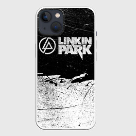 Чехол для iPhone 13 с принтом Линкин Парк Лого Рок ЧБ | Linkin Park Rock в Кировске,  |  | album | bennington | chester | green | grunge | linkin park | mike | music | rock | shinoda | style | альбом | беннингтон | гитара | гранж | линкин парк | логотип | музыка | надпись | певец | полосы | потертости | рок | честер | шинода