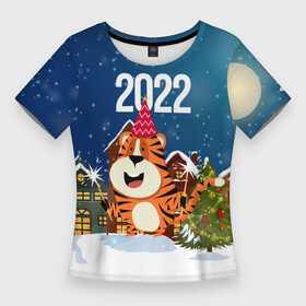 Женская футболка 3D Slim с принтом Тигр  новый год 2022 в Кировске,  |  | 2022 | год тигра | новый год | новый год 2022 | символ года | тигр | тигренок | тигрица | тигры