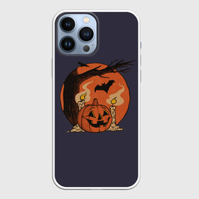 Чехол для iPhone 13 Pro Max с принтом Night of Fear. Mystic Sunset в Кировске,  |  | bat | branch | candle | candles | evening | flame | halloween | jack | lamp | mystic | night | pumpkin | smoke | sunset | tree | wax | ветка | вечер | воск | дерево | джека | дым | закат | летучая | мистика | мышь | ночь | пламя | светильни