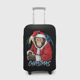 Чехол для чемодана 3D с принтом CHRISTMAS (обезьяна) в Кировске, 86% полиэфир, 14% спандекс | двустороннее нанесение принта, прорези для ручек и колес | chimpanzee | christmas | gorilla | merry christmas | monkey | santa claus | бигфут | гамадрил | гиббон | год обе | горилла | дед мороз | ёлка | животное | зверь | мартышка | новый год | обезьяна | орангутан | подарок | праздник