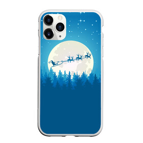 Чехол для iPhone 11 Pro матовый с принтом Санта с Оленями в Кировске, Силикон |  | christmas | merry christmas | santa claus | дед мороз | ёлка | зима | луна | мороз | новогодние олени | новый год | оленёнок рудольф | подарок | праздник | рождество | с новым годом | сани | санта клаус | свитер с оленями