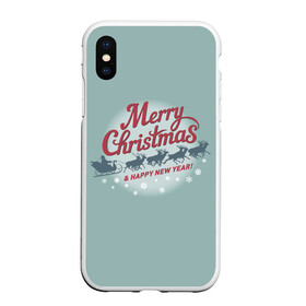 Чехол для iPhone XS Max матовый с принтом Merry Christmas (хо хо хо) в Кировске, Силикон | Область печати: задняя сторона чехла, без боковых панелей | christmas | merry christmas | santa claus | дед мороз | ёлка | зима | мороз | новый год | олени | подарок | праздник | рождество | с новым годом | сани с оленями | санта клаус | снегурочка | снежинки