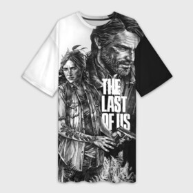 Платье-футболка 3D с принтом THE LAST OF US ЧЁРНО БЕЛЫЙ в Кировске,  |  | cicadas | ellie | fireflies | naughty dog | stalker | tattoo ellie | the last of us | the last of us part 2 | tlou | tlou2 | джоэл | каннибалы | ласт оф ас | одни из нас | охотники | последние из нас | сталкер | тату элли | топляк | цикады | ще