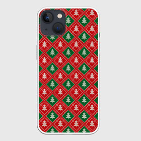 Чехол для iPhone 13 с принтом Ёлочки (красно зелёные) в Кировске,  |  | Тематика изображения на принте: merry christmas | бабушкин свитер | дед мороз | ёлка | елочные шары | новогодний подарок | новый год | подарок | природа | рождество | свитер | свитер с ёлками | снежинки