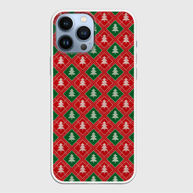 Чехол для iPhone 13 Pro Max с принтом Ёлочки (красно зелёные) в Кировске,  |  | Тематика изображения на принте: merry christmas | бабушкин свитер | дед мороз | ёлка | елочные шары | новогодний подарок | новый год | подарок | природа | рождество | свитер | свитер с ёлками | снежинки