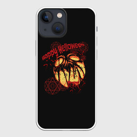 Чехол для iPhone 13 mini с принтом happy Halloween в Кировске,  |  | blood | bloody | evil | halloween | happy | monster | pumpkin | spiteful | spray | брызги | веселого | зло | злобный | кровавая | кровавый | кровь | монстр | тыква | хэллоуин | хэллоуина