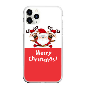 Чехол для iPhone 11 Pro Max матовый с принтом Санта с 2 Оленями в Кировске, Силикон |  | christmas | merry christmas | santa claus | дед мороз | ёлка | зима | мороз | новогодние олени | новый год | оленёнок бэмби | оленёнок рудольф | подарок | праздник | рождество | с новым годом | санта клаус