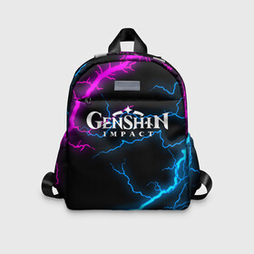 Детский рюкзак 3D с принтом GENSHIN IMPACT NEON FLASH | НЕОНОВЫЕ РАЗРЯДЫ МОЛНИЙ в Кировске, 100% полиэстер | лямки с регулируемой длиной, сверху петелька, чтобы рюкзак можно было повесить на вешалку. Основное отделение закрывается на молнию, как и внешний карман. Внутри дополнительный карман. По бокам два дополнительных кармашка | Тематика изображения на принте: amber | anime | genshin impact | girl | jean | lisa | paimon | xiao | zelda | анемо | аниме | геншен импакт | геншин импакт | геншин эмпакт | геншинимпакт | девушка | игры | кли | лиза | паймон | пеймон | персонажи | сяо | тян