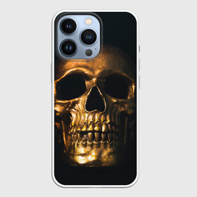 Чехол для iPhone 13 Pro с принтом Gold Skull в Кировске,  |  | gold skull | skull | золотой череп | череп | череп на черном фоне