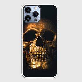 Чехол для iPhone 13 Pro Max с принтом Gold Skull в Кировске,  |  | gold skull | skull | золотой череп | череп | череп на черном фоне